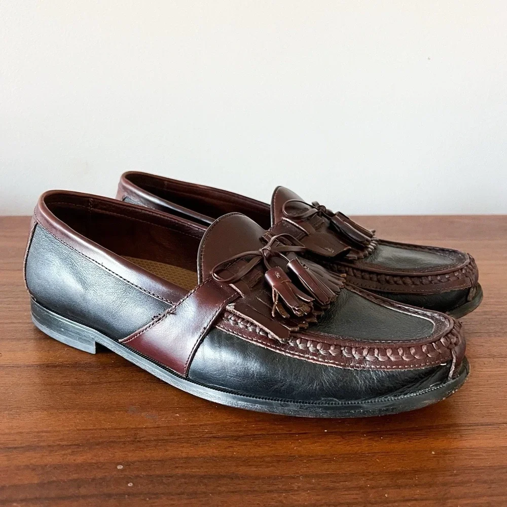 Johnston & Murphy Aragon II Kiltie Tassel Loafers Black/Chestnut Men's Size 10.5